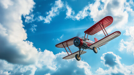 Aerial Acrobatics: A Vintage Biplane Cutting Through Dramatic Skies