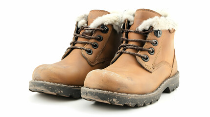 Warm winter boots, snowy background, cozy footwear, winter fashion