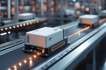 Obraz premium A sleek logistics center with advanced technology, designed for cutting-edge operations.