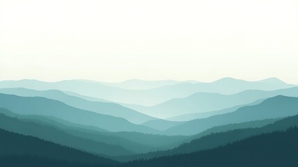 Obraz premium Serene Teal Mountains Rolling Into The Distance