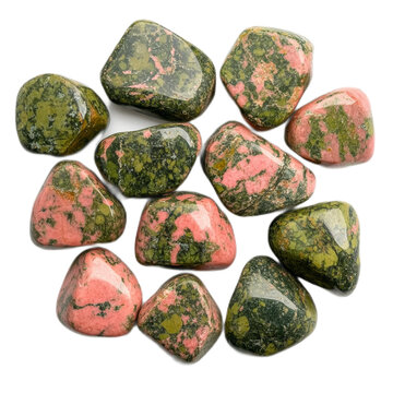 Collection of Pink and Green Unakite Tumbled Stones