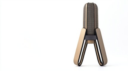 Obraz premium a foldable travel microphone, compact and portable, high-tech nomad concept, isolated on white background