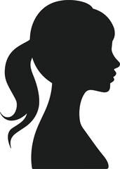 Stylish Woman Profile Silhouette with Ponytail Vector Illustration