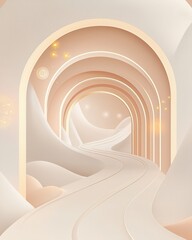 Obraz premium Creative pathway design abstract environment digital artwork soft tones 3d viewpoint visual concept