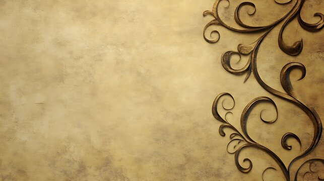Elegant Gold Filigree Design on Antique Parchment Background - Powered by Adobe