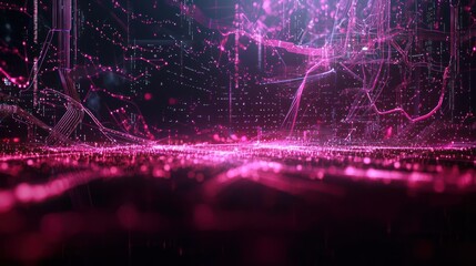 Fototapeta premium Abstract Futuristic Glowing Pink City Design