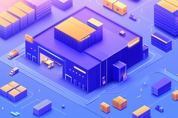 Obraz premium Experience Unmatched Operational Excellence in a High-Tech Shipping Warehouse with an Intuitive Layout, Cutting-Edge Technology, and Streamlined Distribution Systems for Global Logistics Success