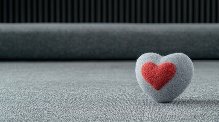 Gray felt heart on gray surface