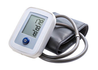 Blood pressure monitor on a transparent background.