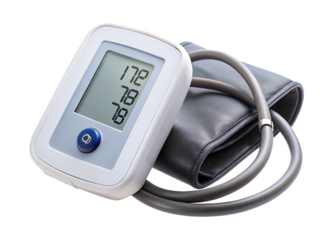 Blood pressure monitor on a transparent background.