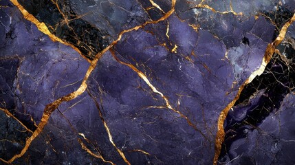 Fototapeta premium A piece of purple and gold marble with a crack in it