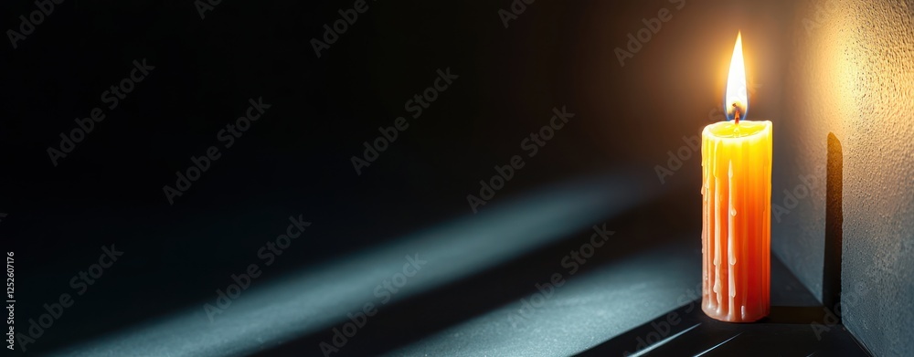 Poster warm flickering candle light in dark room creating shadows and soft glow atmosphere for relaxation a