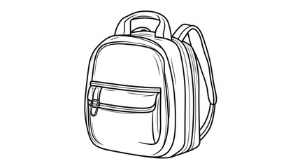 Small backpack illustration, school supplies, white background, educational use
