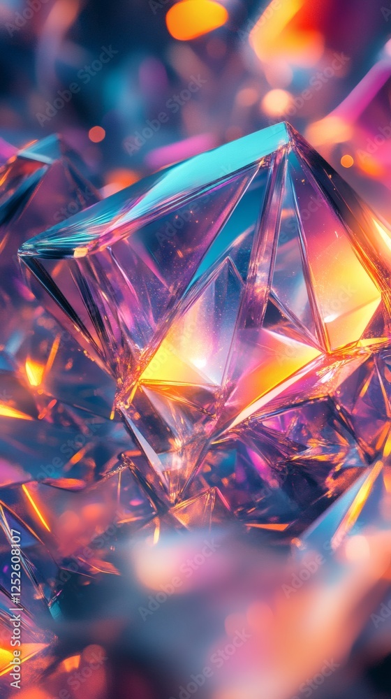 Poster abstract 3d background with crystalline structures floating in space sharp edges and translucent tex
