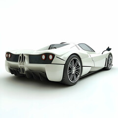 White electric sports car rear view, studio shot