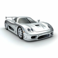 Silver sports car, studio shot, white background, speed, luxury