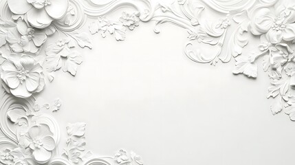 Obraz premium White Floral Frame Design Elegant Baroque Style
