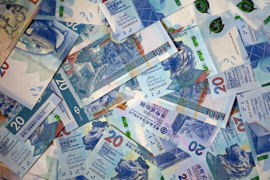 Hong Kong banknotes, Hong Kong Dollars, full frame, twenty dollar banknotes