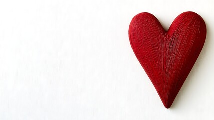 Red Heart on White Wooden Background