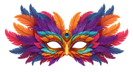 Obraz premium Colorful Feathered Carnival Mask Illustration for Festive Celebrations and Parties