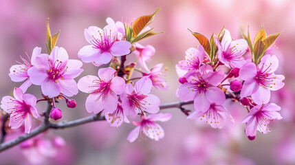 Fototapeta premium Beautiful Pink Cherry Blossoms in Full Bloom..