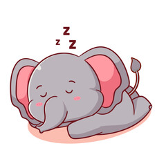 Cute Elephant sleeping cartoon character. Kawaii animal concept design. Vector art illustration.
