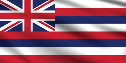 Hawaii flag official colors and proportion digital vector illustration. Pleated flag.