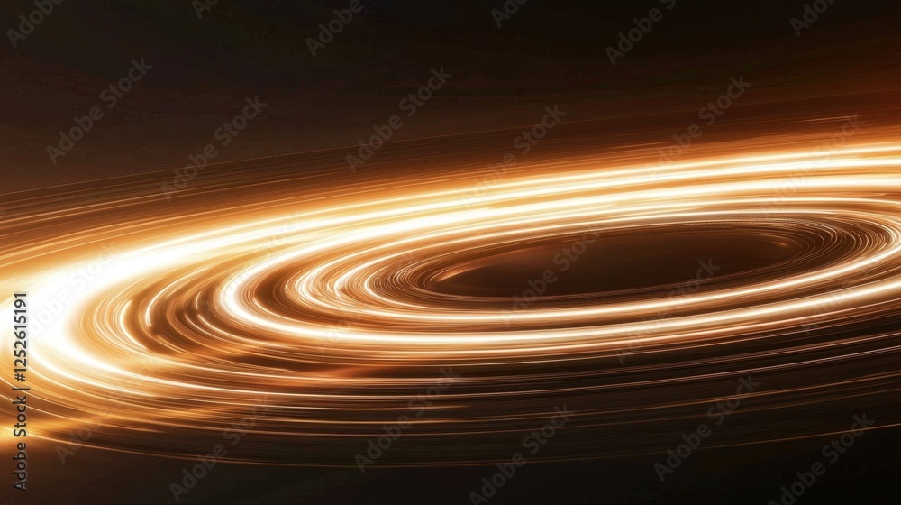 Fototapete Glowing circular patterns of light swirl in a dark setting, creating a captivating and dynamic visual effect reminiscent of cosmic energy in motion