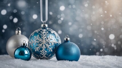 Fototapeta premium christmas balls on snow background