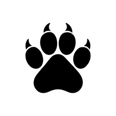 Lion paw print icon silhouette vector flat illustration design on white background. © Techzaka