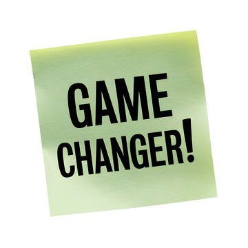 Game Changer message written on sticky note post isolated transparent background