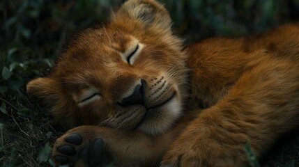 Sweet Dreams of a Lion Cub: A Peaceful Slumber in the African Savanna