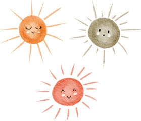 Smiley Sun With Earth Tone Color