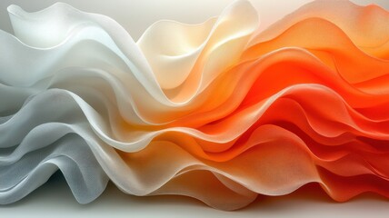 Obraz premium Elegant Flowing Fabric Waves in Soft White and Orange Tones