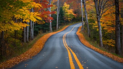 Fototapeta premium road in autumn forest