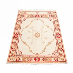 Obraz premium Elegant handmade rug with intricate floral pattern on white background