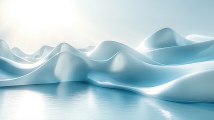 Tranquil Ice Formations and Smooth Curves Reflecting in Water