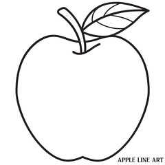  Apple Line Art Silhouette Vector Illustration White background