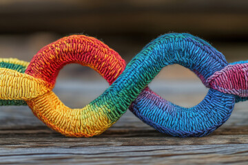 Infinity symbol woven from diverse threads for inclusivity message