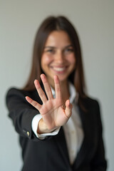 business woman showing stop