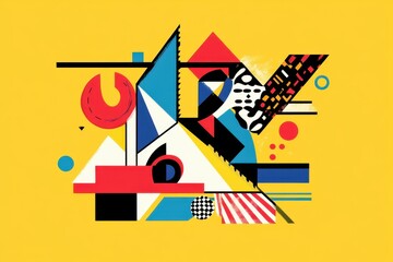 Abstract geometric shapes create a modern art style composition