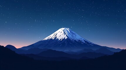 Majestic Mount Fuji under a Starlit Night Sky