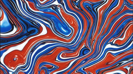 Abstract Red Blue White Swirling Pattern