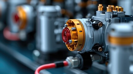 Close-up of advanced engine components