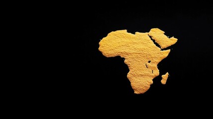 Gold Africa Map On Black Background