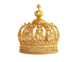 Isolated Intricate Golden Crown with Detailed Ornaments