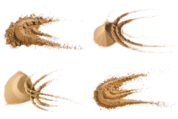 Dynamic Sand Particles Scattering in Semi-Circular Pattern