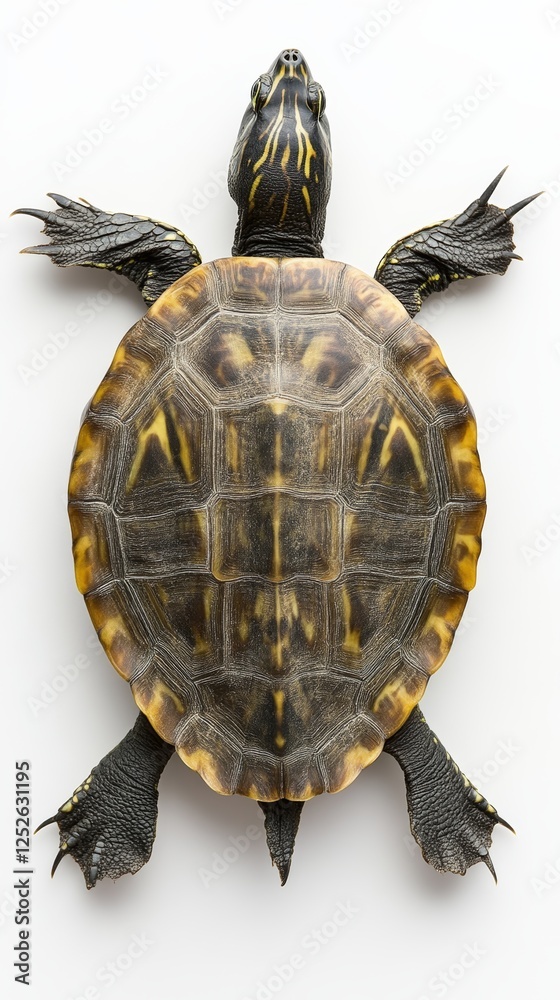 Poster Top view of a turtle with colorful shell, nature and wildlife concept