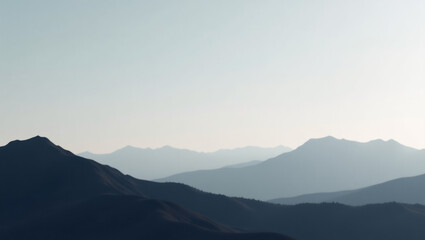 Obraz premium Distant Mountain Range, Minimalist Landscape (16:9)
