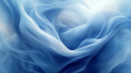 Obraz premium Ethereal swirling blue and white abstract background, smooth fabric texture. Dreamy art and flow concept